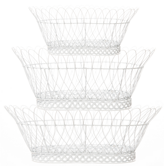 Oval White French Wired Basket