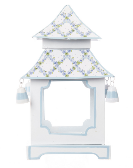 Soft Blue Hydrangea Garden Trellis Pagoda Lantern (4 Sizes)