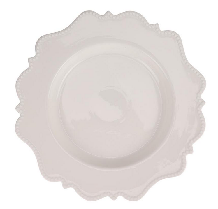 Ivory Beaded Scalloped Charger