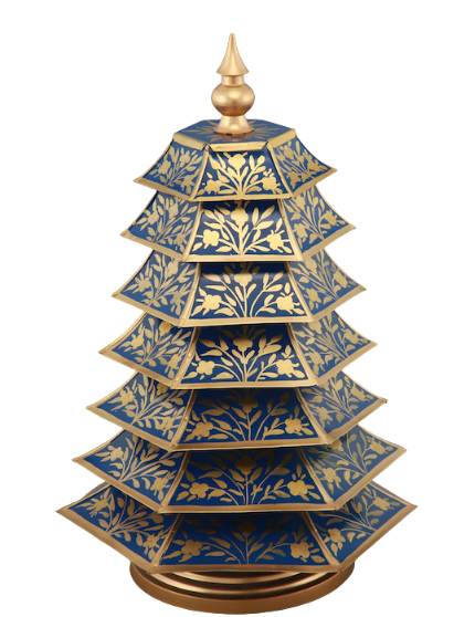 a blue and gold decorative object