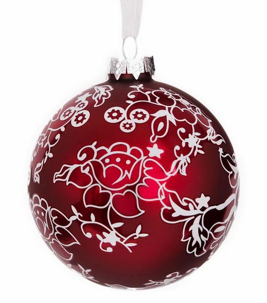 a red and white ornament