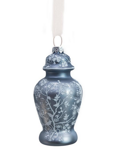 a blue and silver ornament
