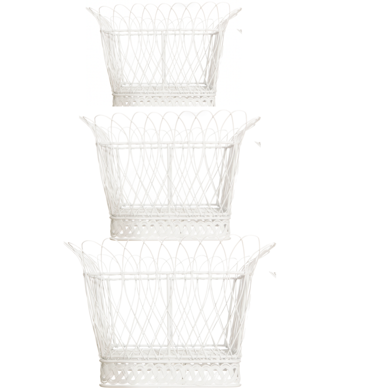Square White French Wire Basket (3 Sizes)