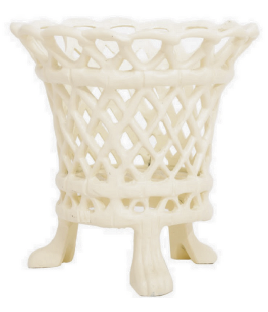 Ivory Lattice Footed Planter