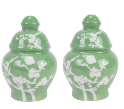 Green Cherry Blossom Salt and Pepper Shaker