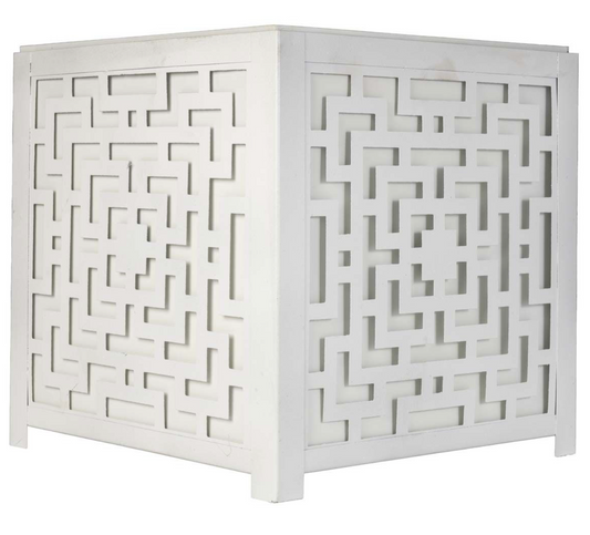 White Fretwork Planter