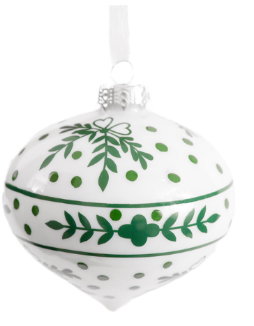 a white and green ornament