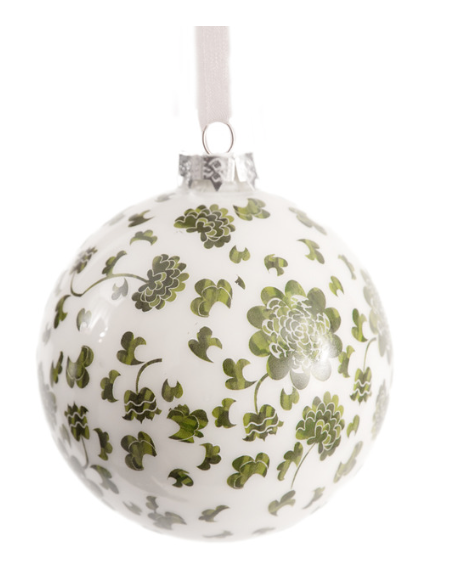 a white and green ornament