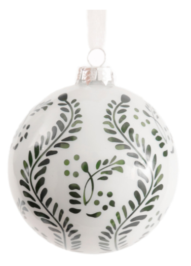 a white and green ornament