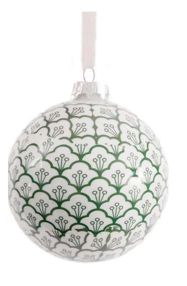 Green Floral Trellis Ball Ornament