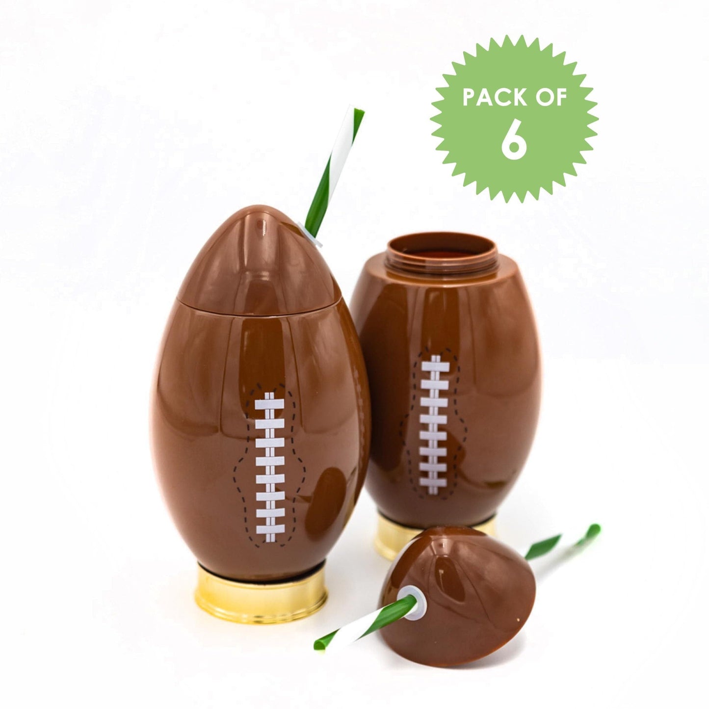Football Novelty Sippers, 24oz (Set of 2, 6, or 12)