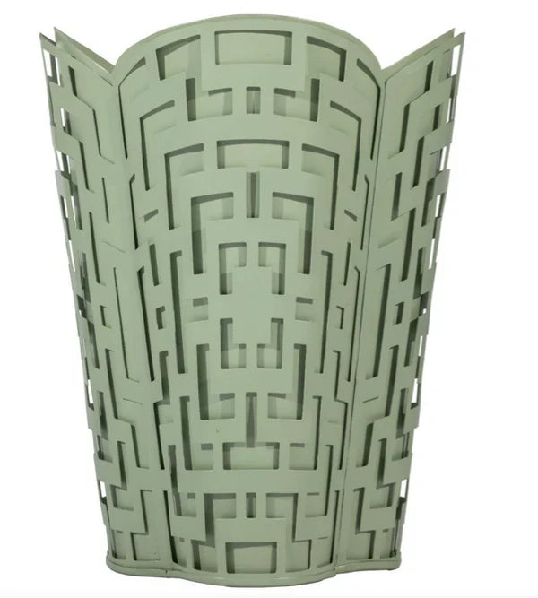 Dark Celadon Fretwork Wastepaper Basket & Tissue Holder (2 Options)