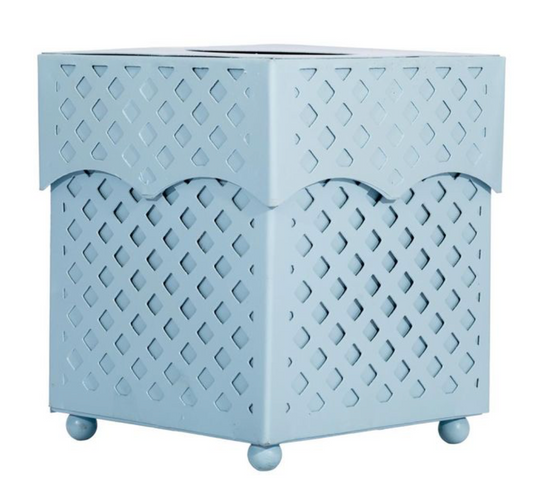 a blue box with a hole in it