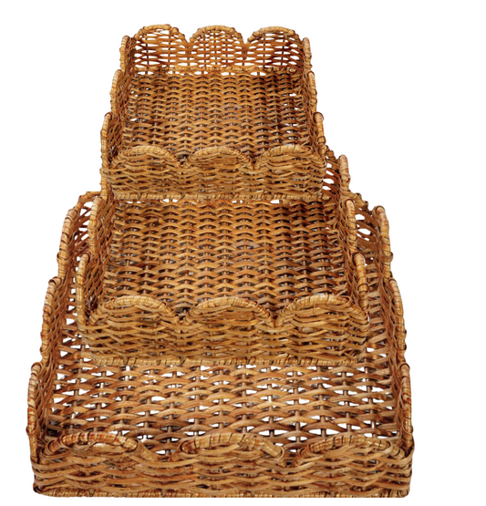 a stack of wicker baskets