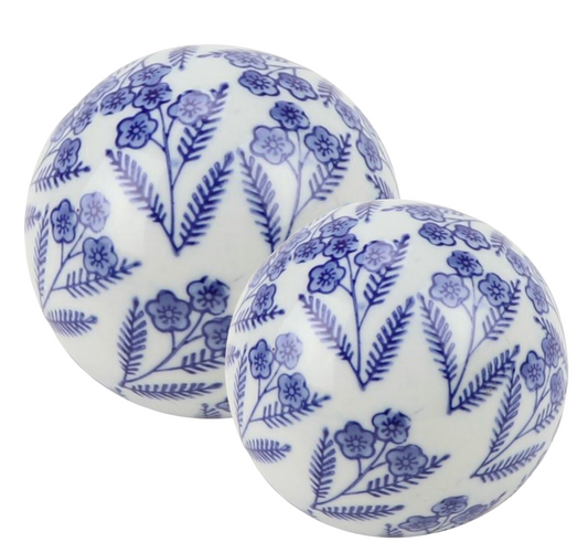 a pair of blue and white balls