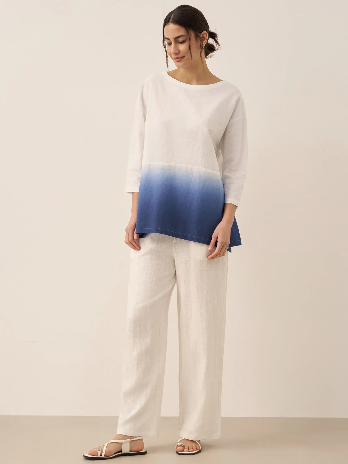 Linen White Boat Neck Oversized Top AVA