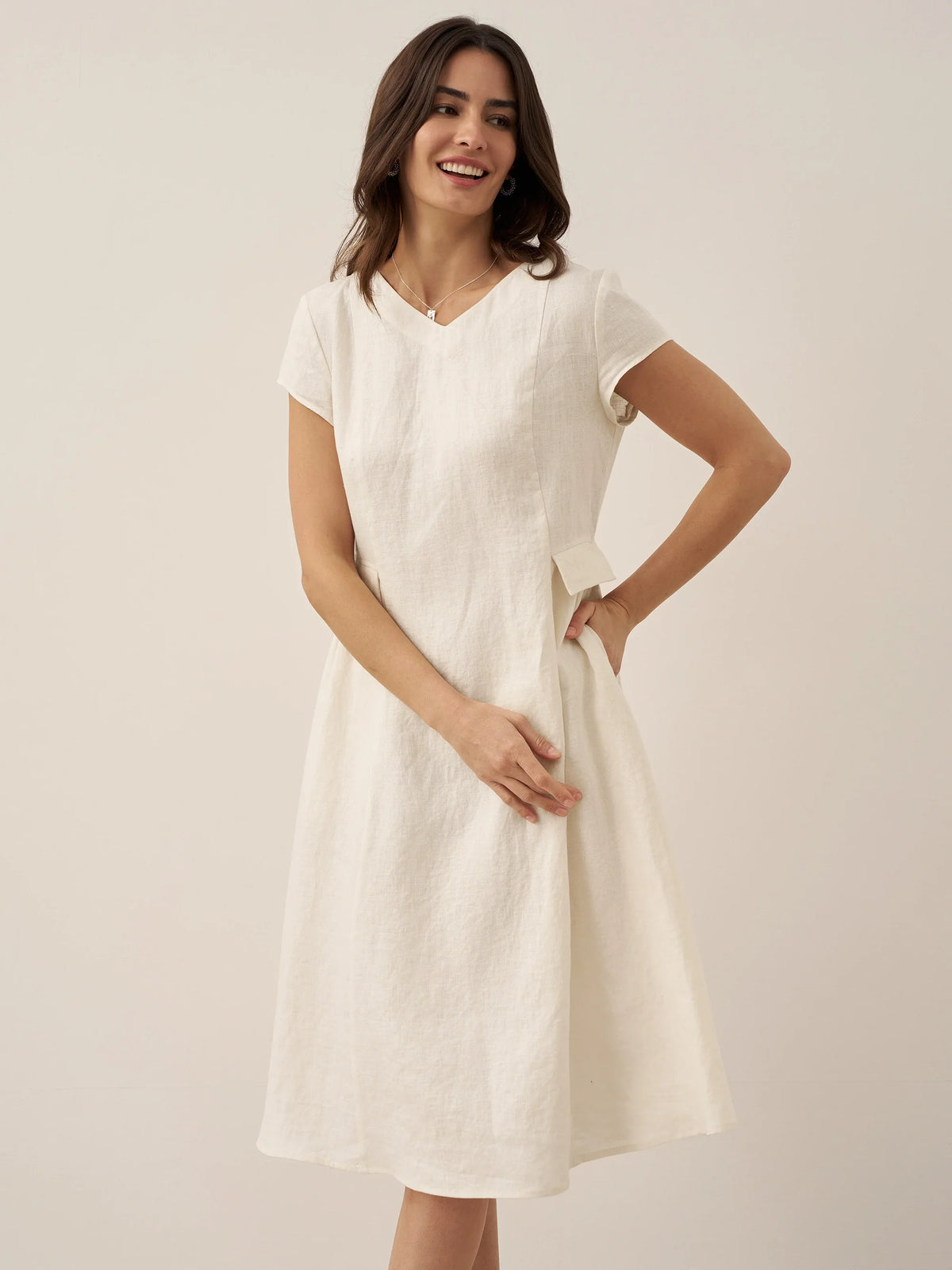 a woman in a white dress