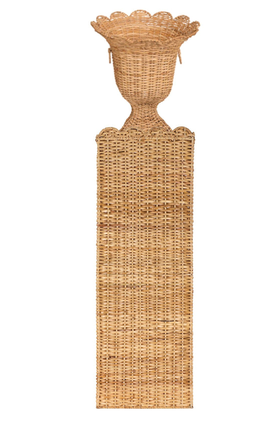 a wicker basket with a face