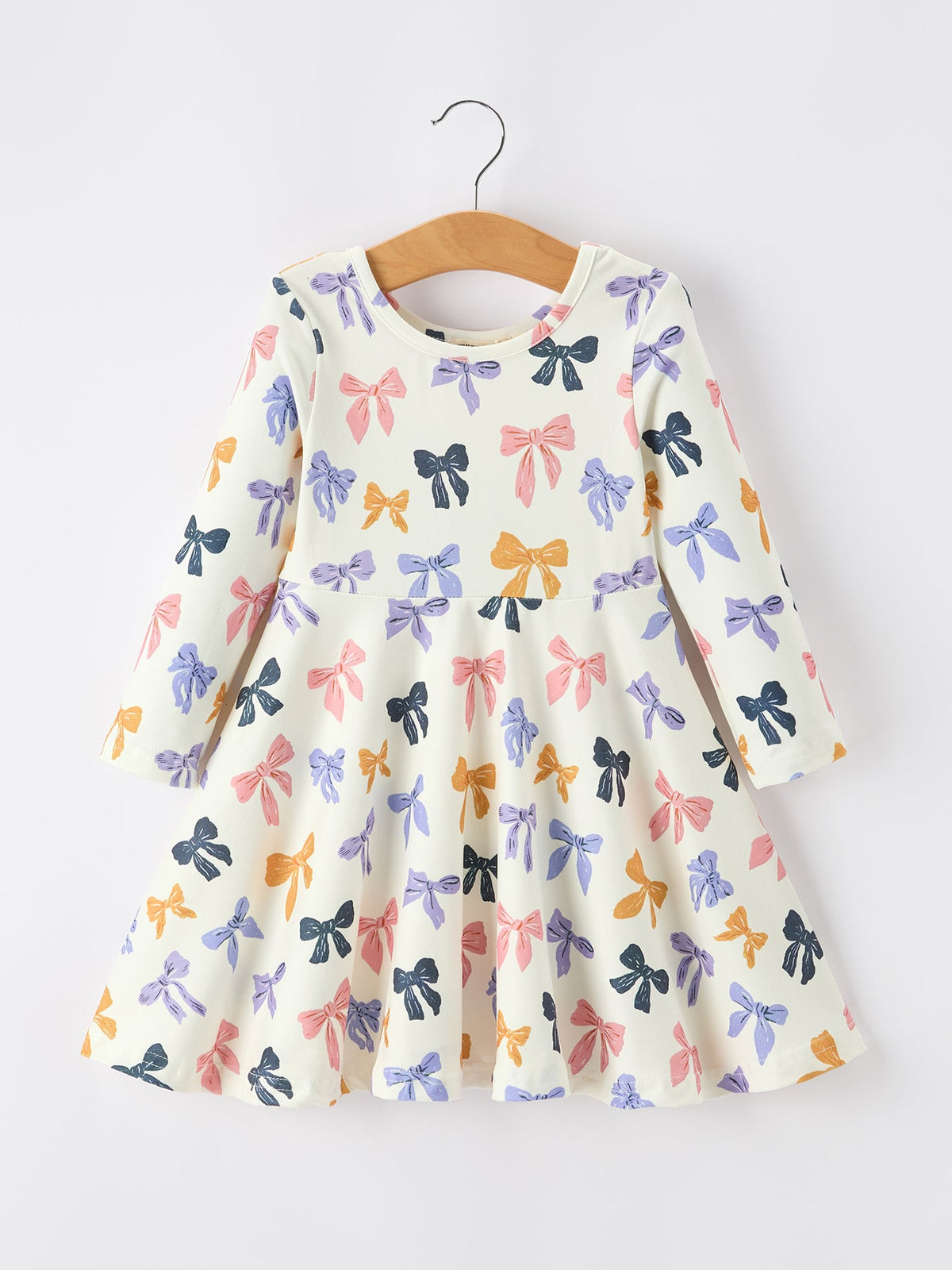 Halloween Bow Girls Dress Long Sleeve Twirl Dress