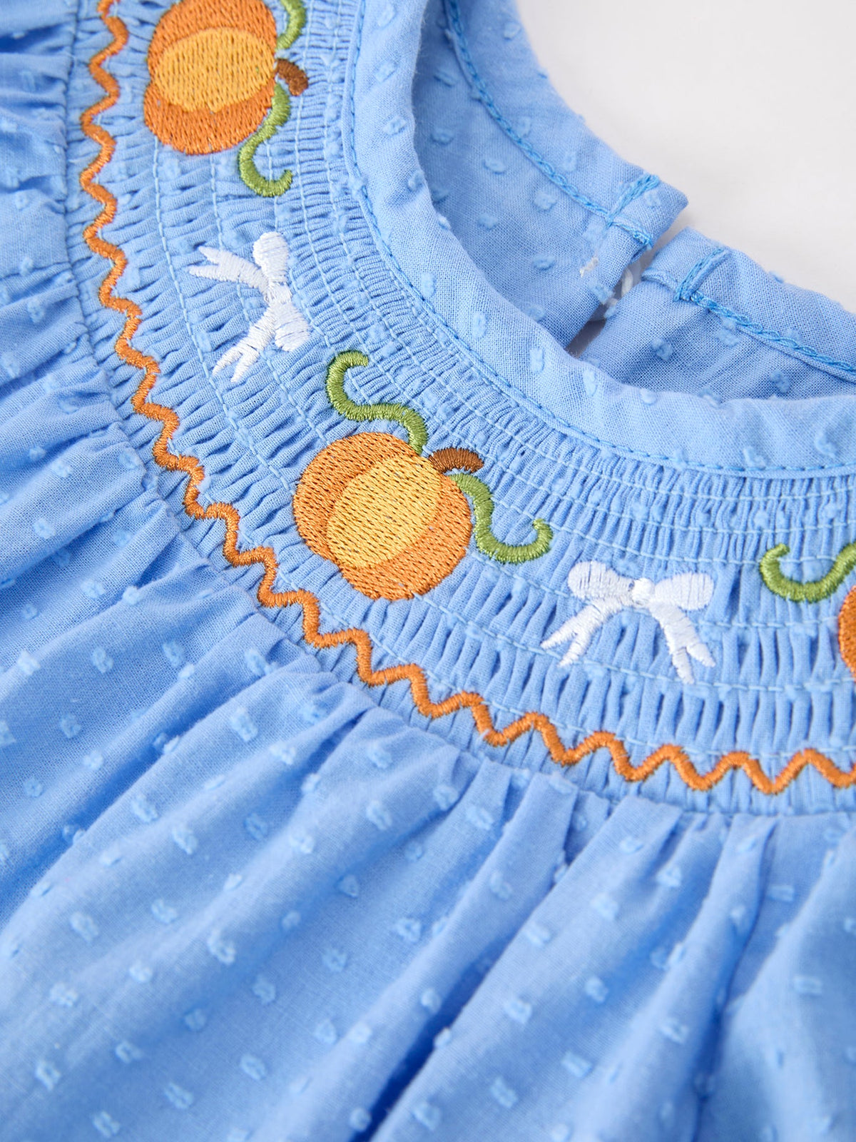 Halloween Thanksgiving Pumpkin Smocked Bubble Romper