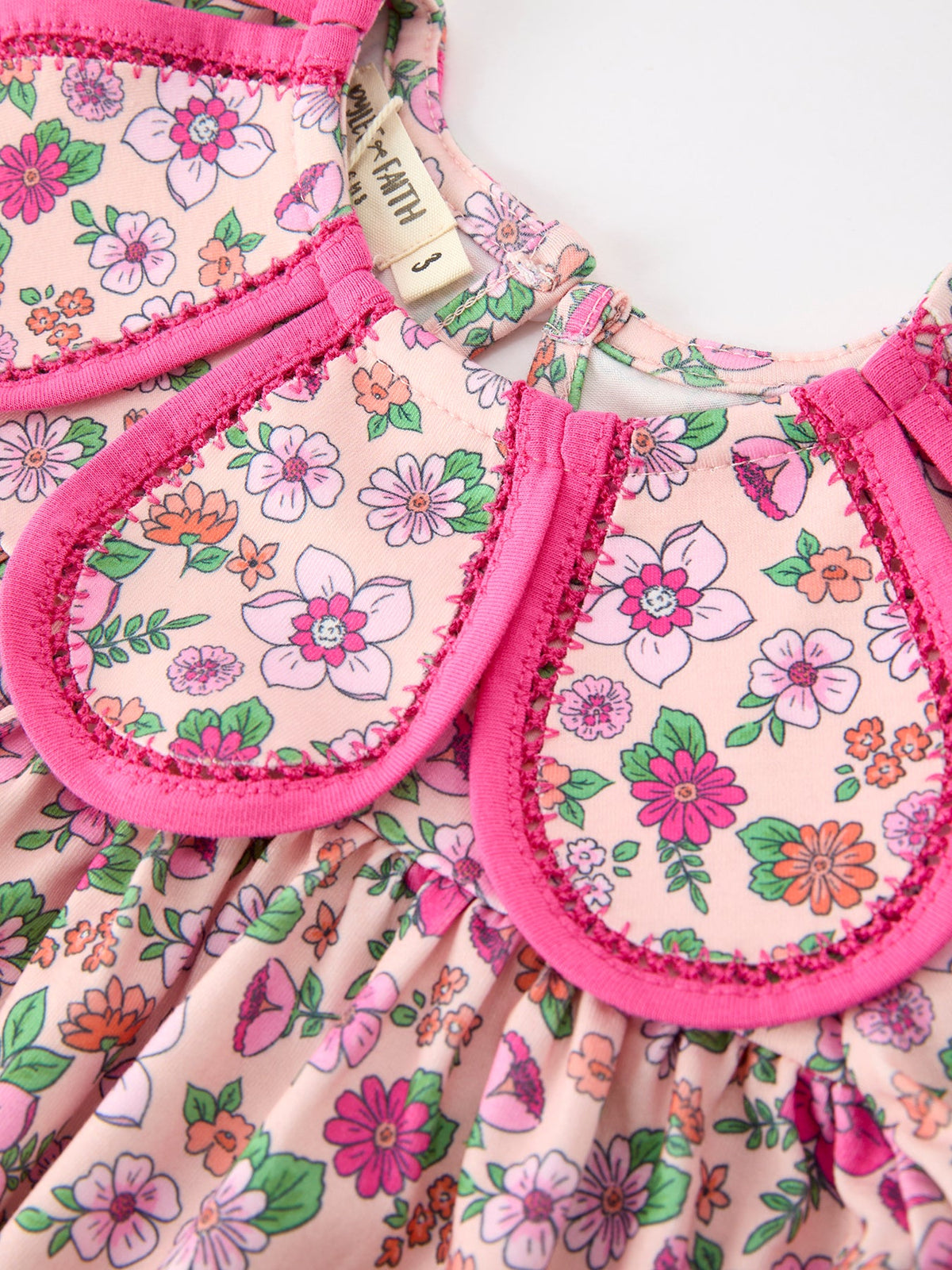 Hot Pink Floral Petals Collar Girl Dress