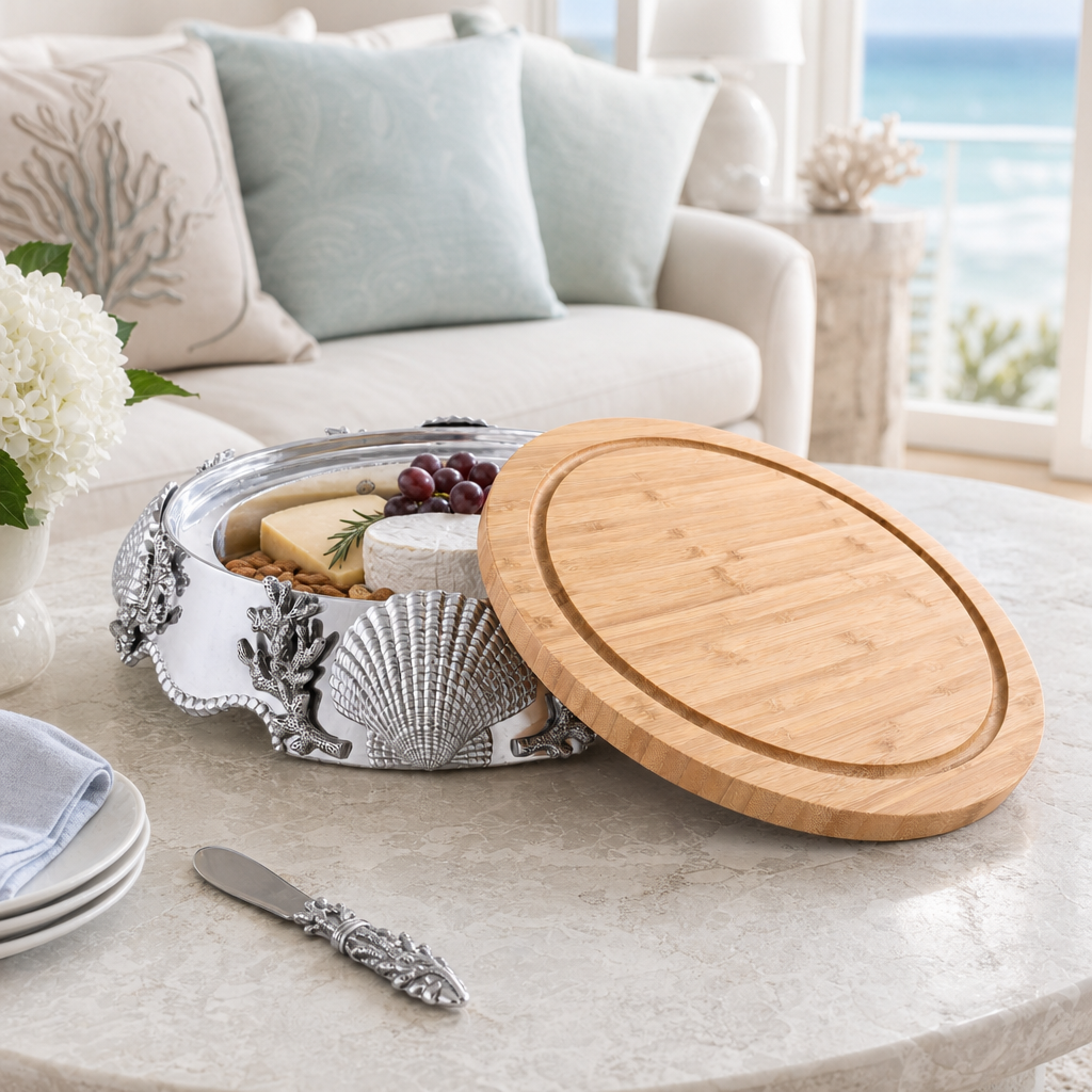 Coastal Wood Cheese Pedestal