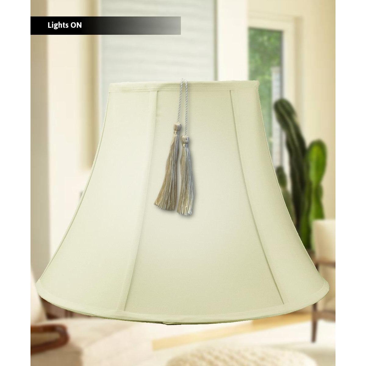 20"W x 15"H Bell Shantung Lamp Shade Tassel Eggshell