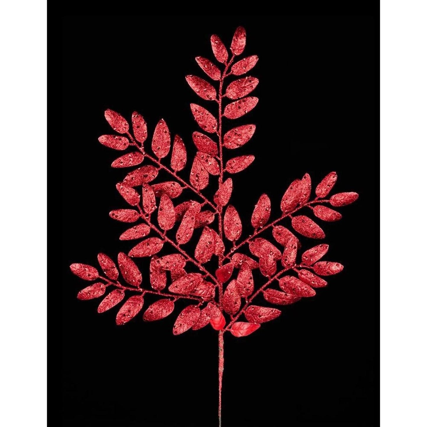 21" Glitter Honey Locust Spray: Red