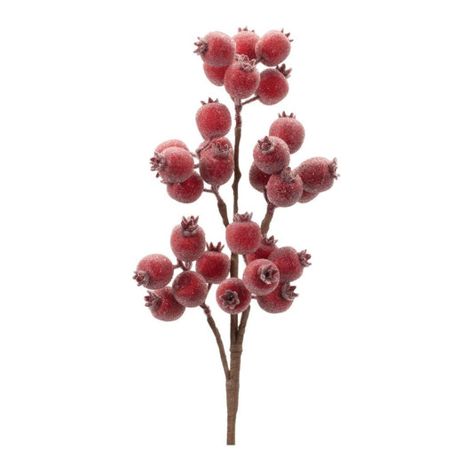 21" Iced Burgundy Berry Pod Spray