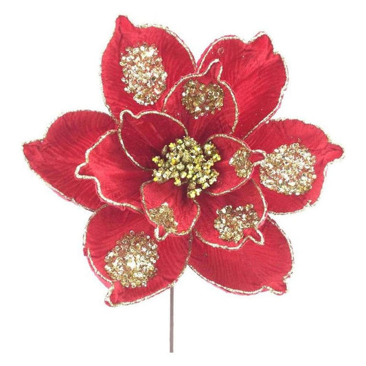 21" Magnolia Bloom Spray: Red