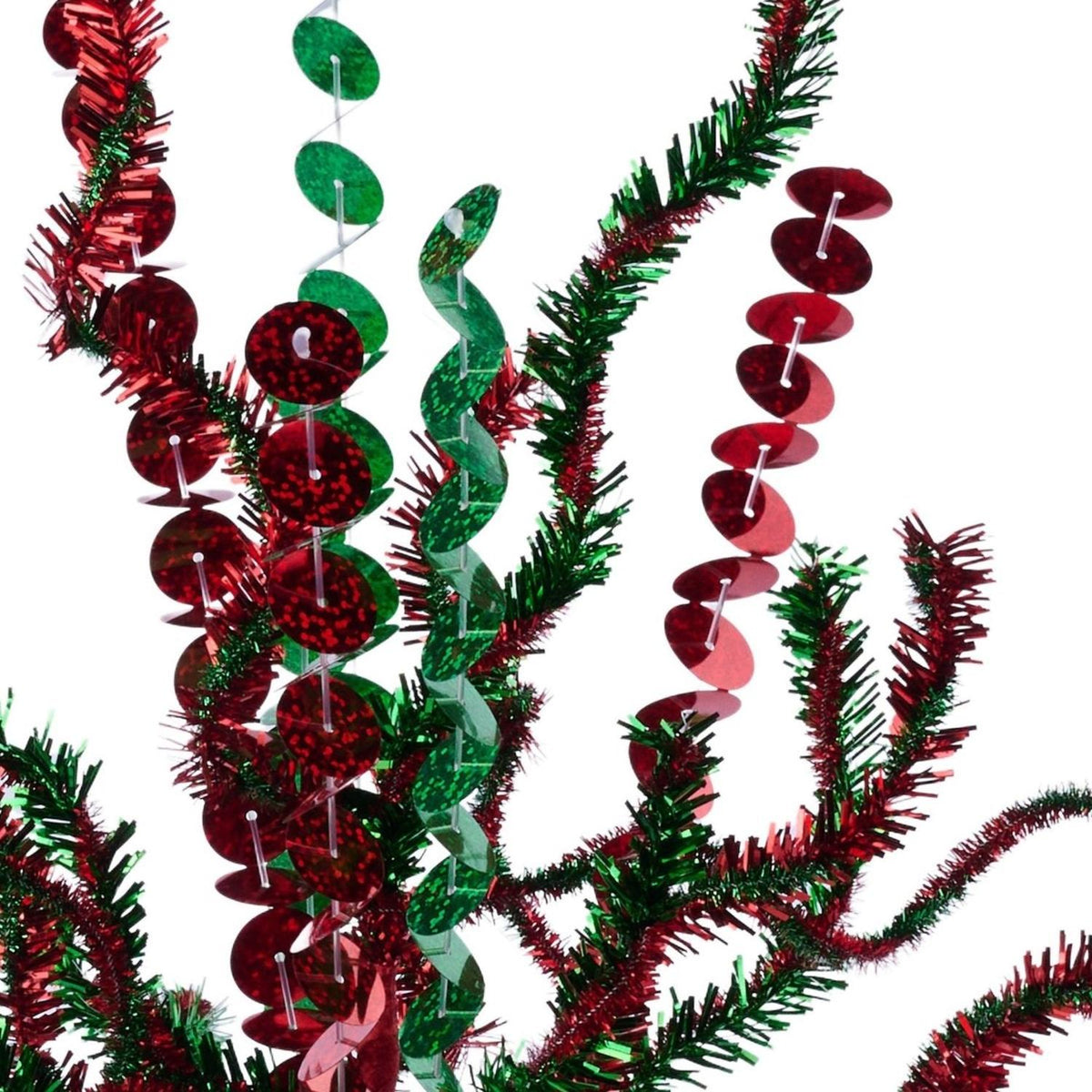 21" Sequin Tinsel Bush: Red/Green