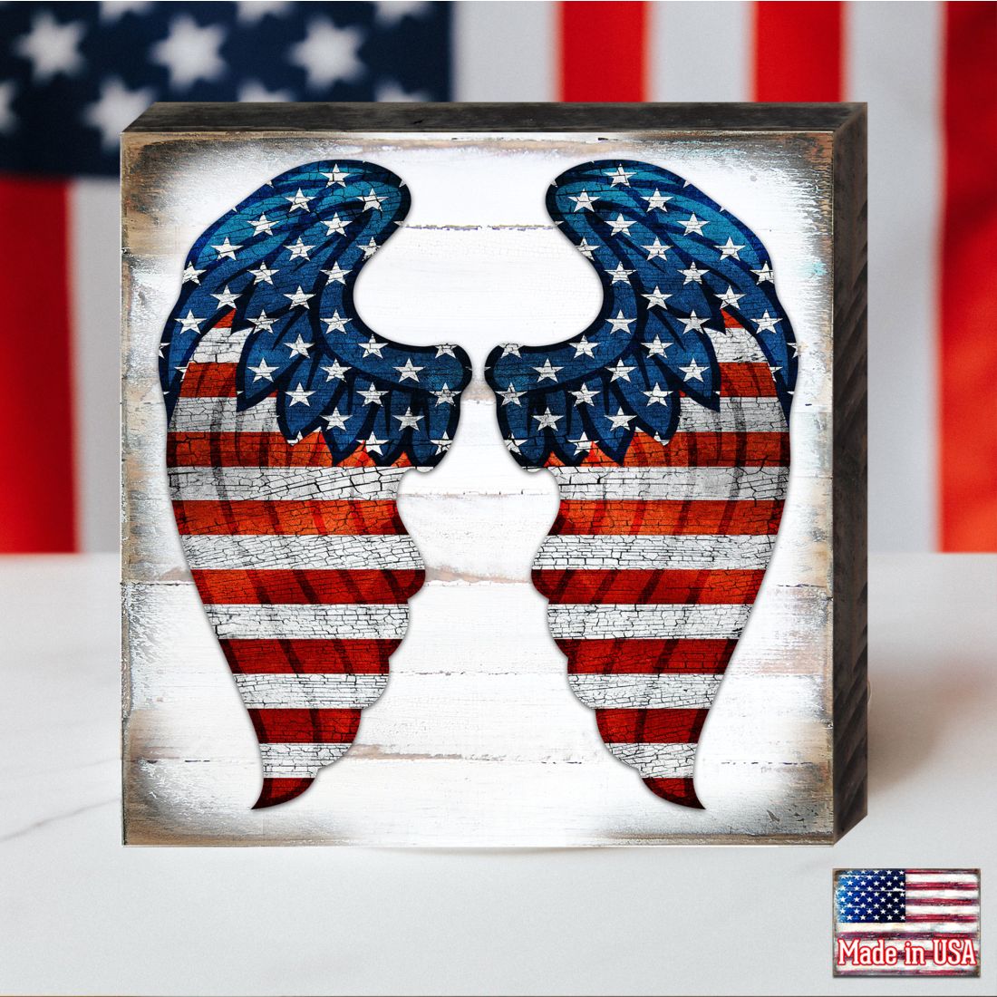 USA Wings Wooden Decor - American Patriotic Decor - 8187131B