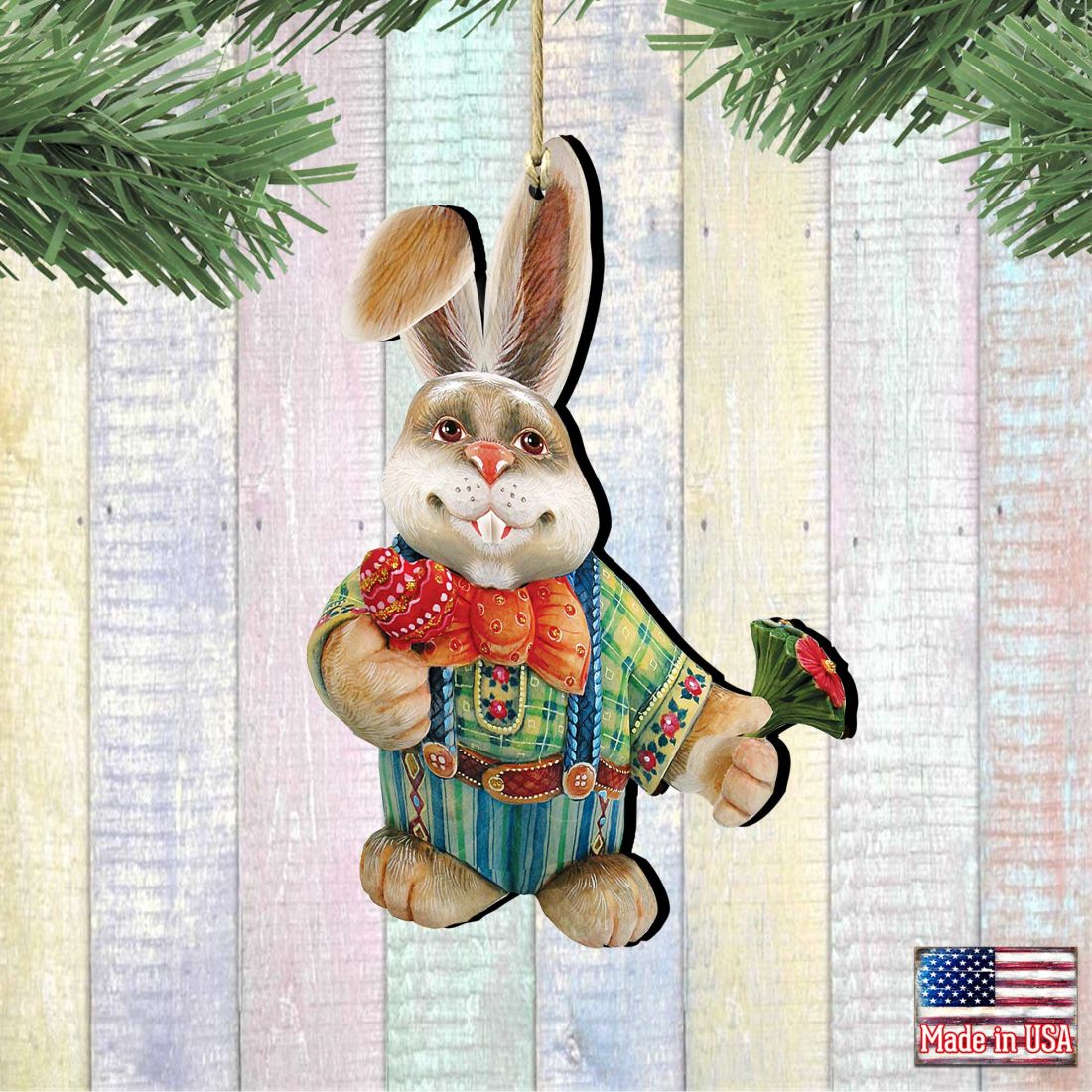 Father Bunny Wooden Ornaments Easter by G. DeBrekht - Easter Spring Decor - 8154423
