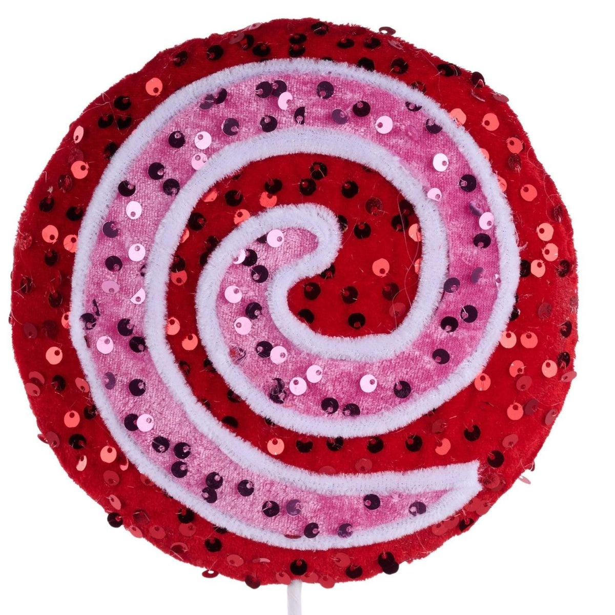 21.5" Sequin Pinwheel Swirl Lollipop: Red/Pink