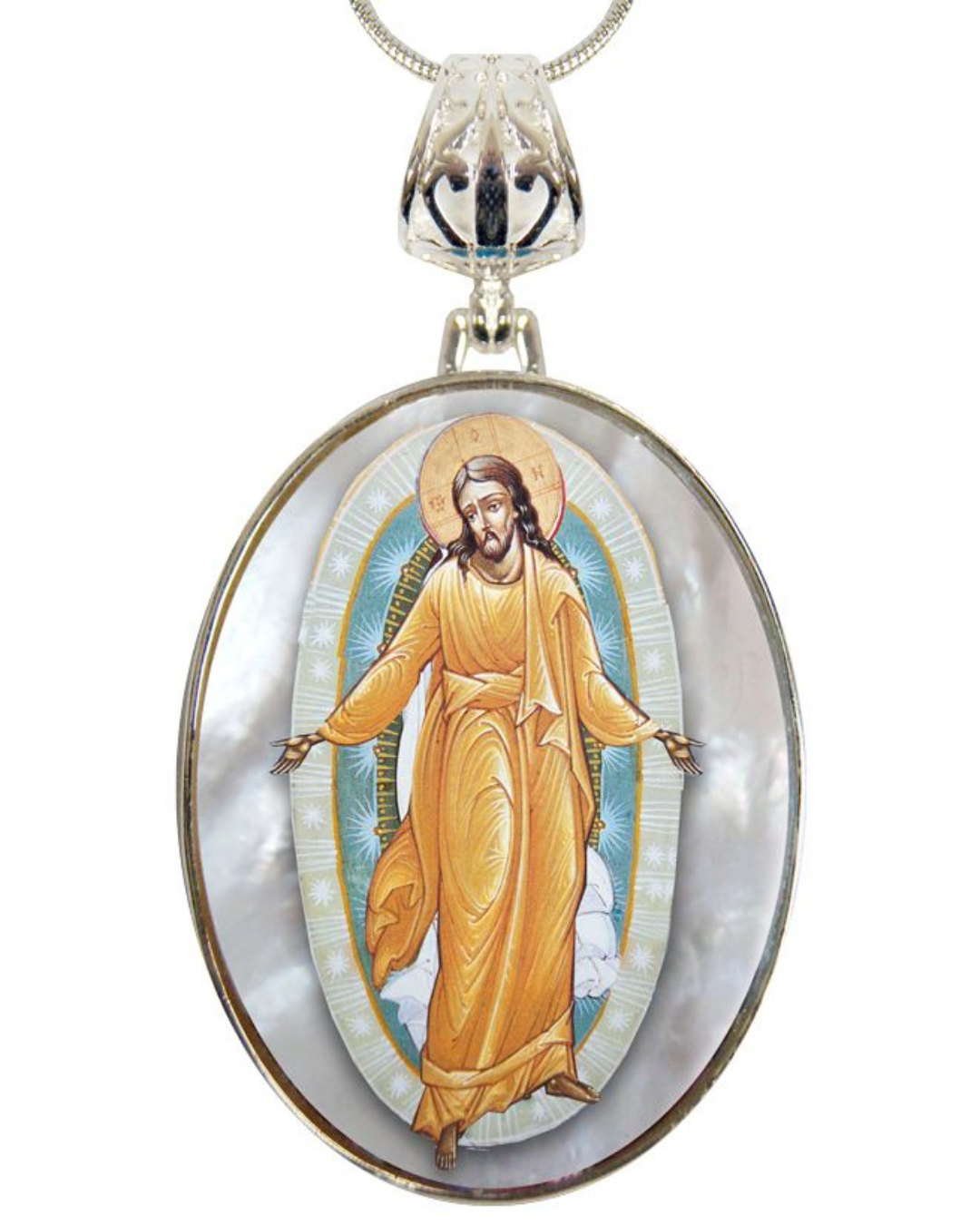 Chrysostom Silver Plated Mother of Pearl Silver Necklace - 43059