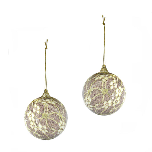 10CM BALL WITH LACE FLOWER ACCENTS (2 PCS)