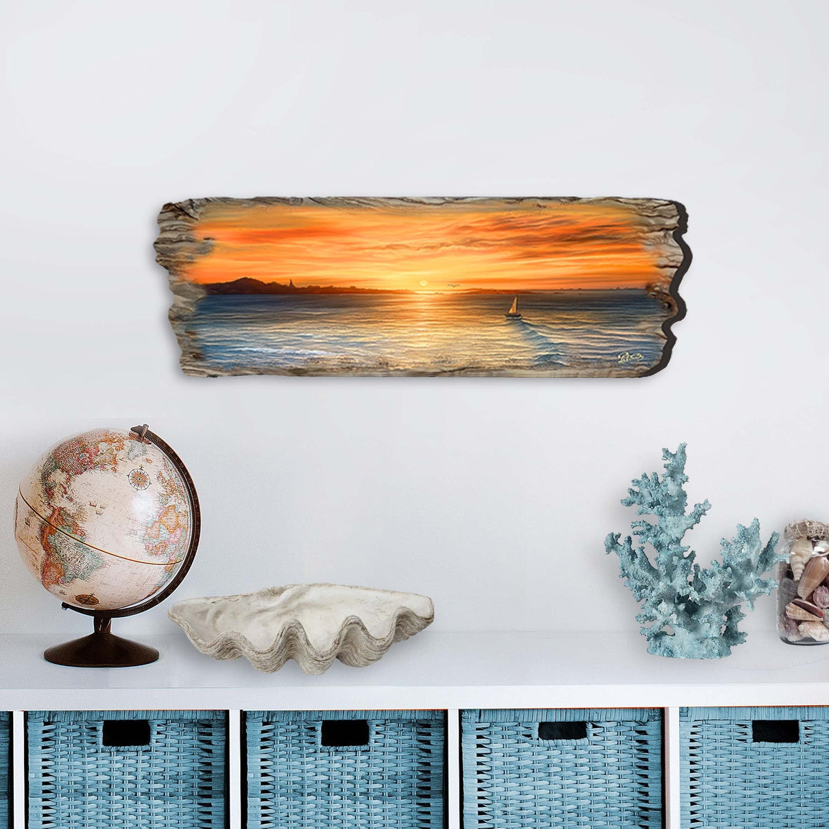 Ocean Sunset Wooden Wall Art by G. DeBrekht Coastal Decor - 8491106W