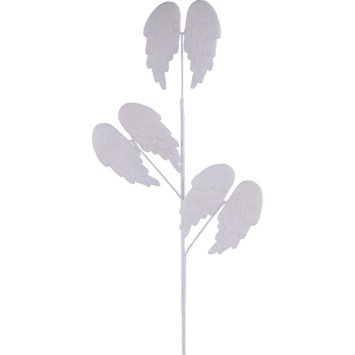 23" Felt Glitter Angel Wing Spray: White
