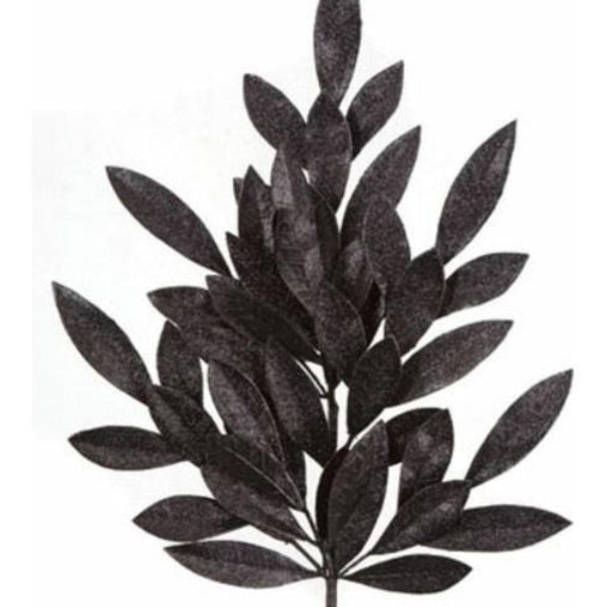 23" Glitter Bay Leaf Spray: Black