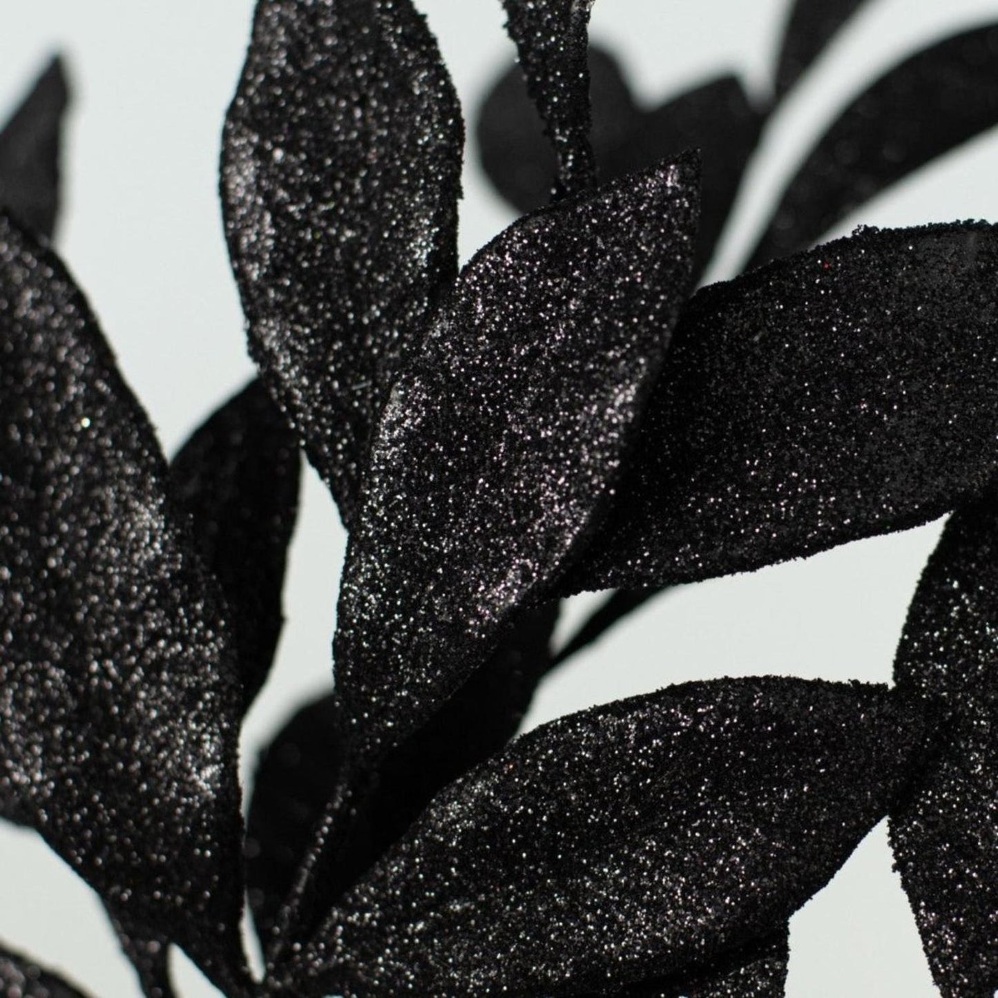 23" Glitter Bay Leaf Spray: Black