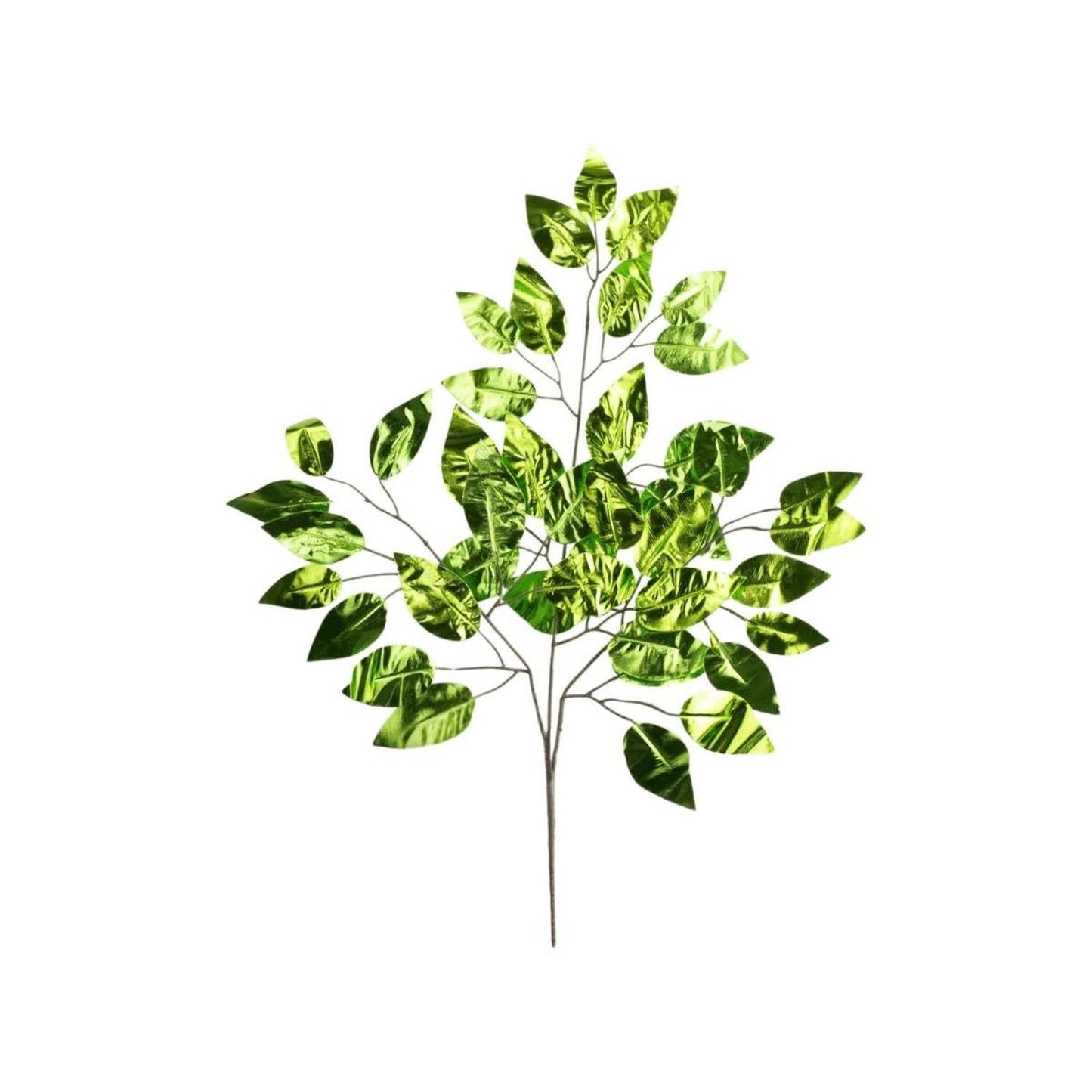 23" Metallic Ficus Leaf Spray: Lime Green (Set of 12)