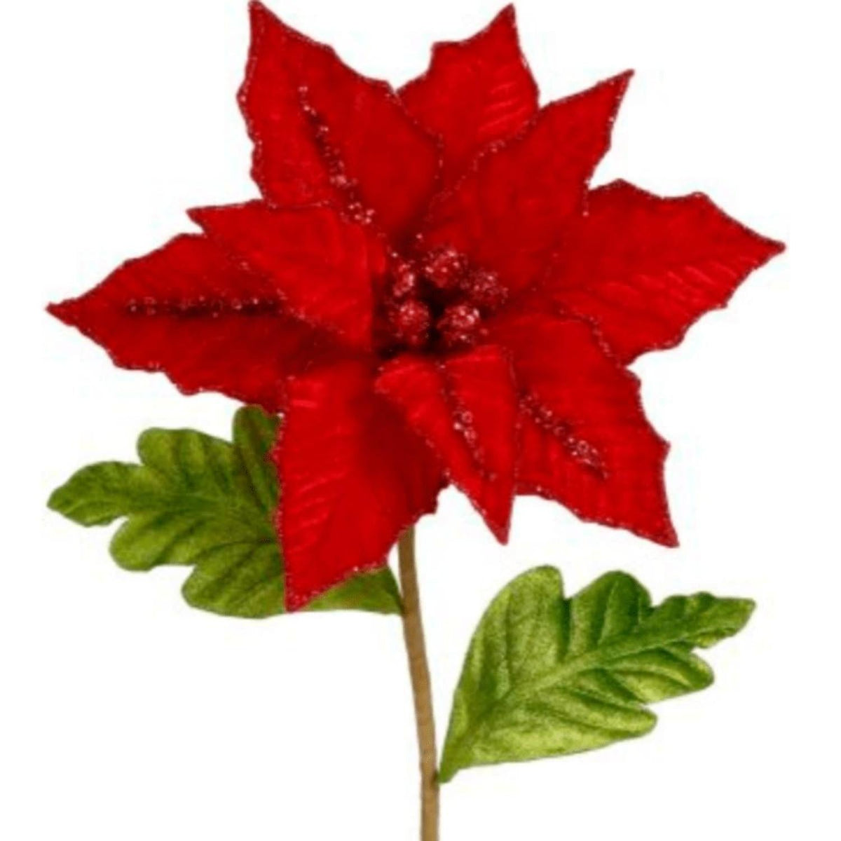 23" Red Velvet Poinsettia Pick