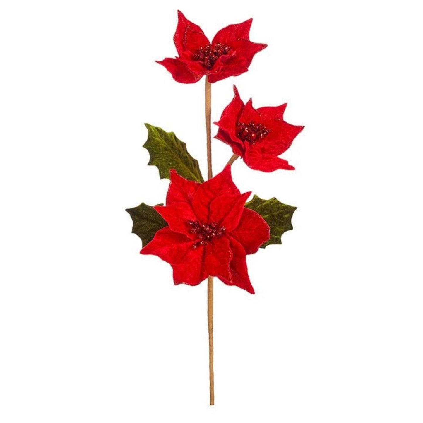 23" Triple Poinsettia Stem