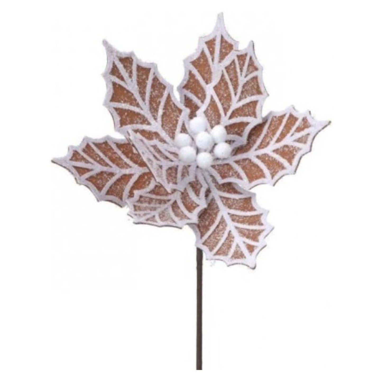 24” Gingerbread Poinsettia Stem