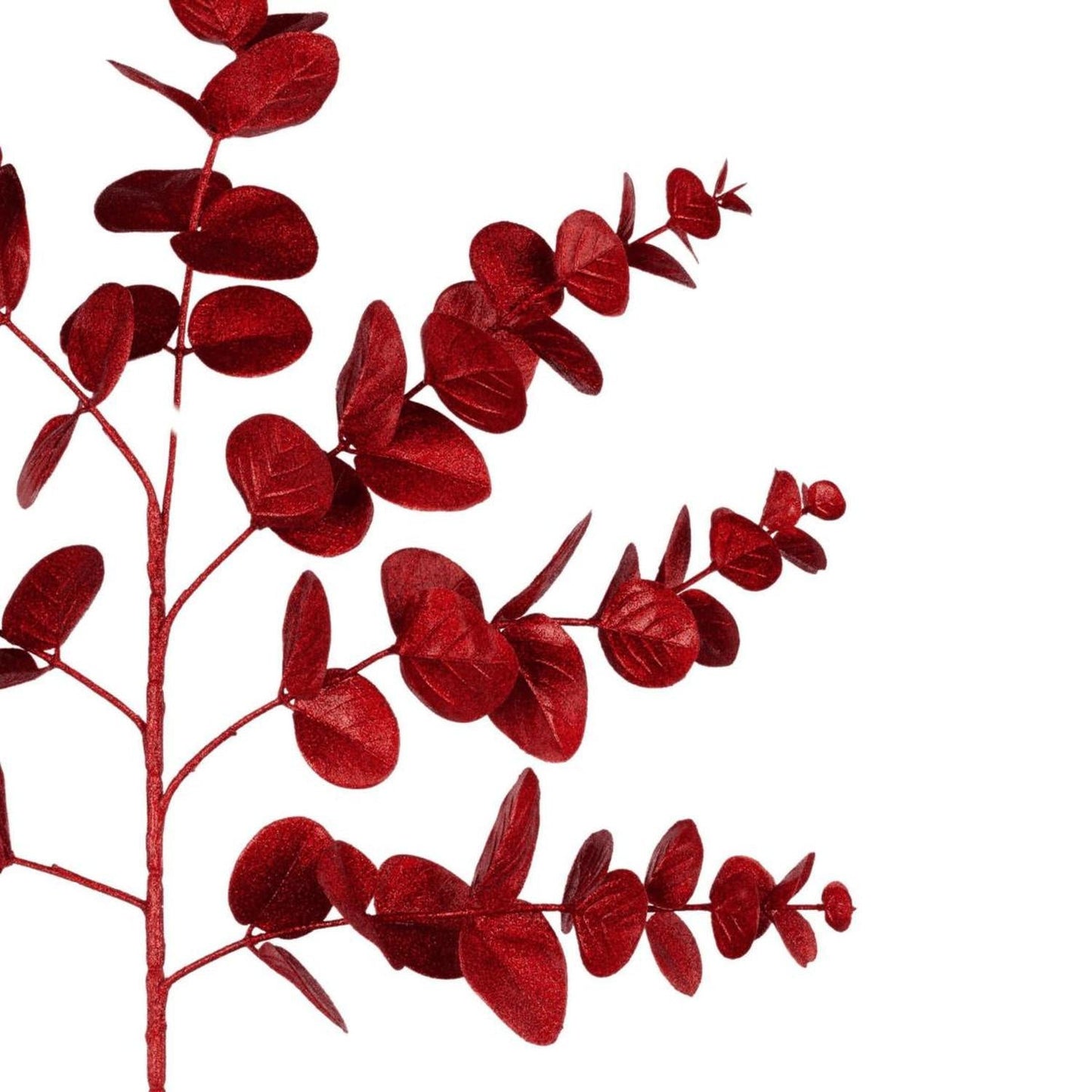 24" Glitter Eucalyptus Spray: Red
