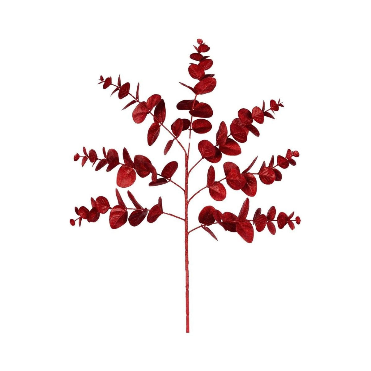 24" Glitter Eucalyptus Spray: Red