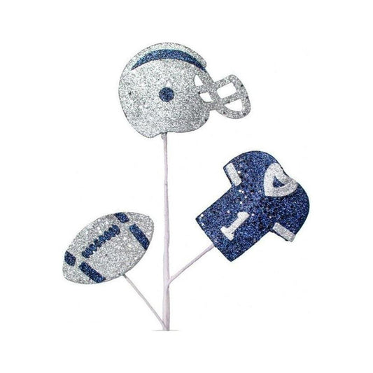 24" Glitter Helmet, Jersey, Football Pick: Navy Blue & Silver