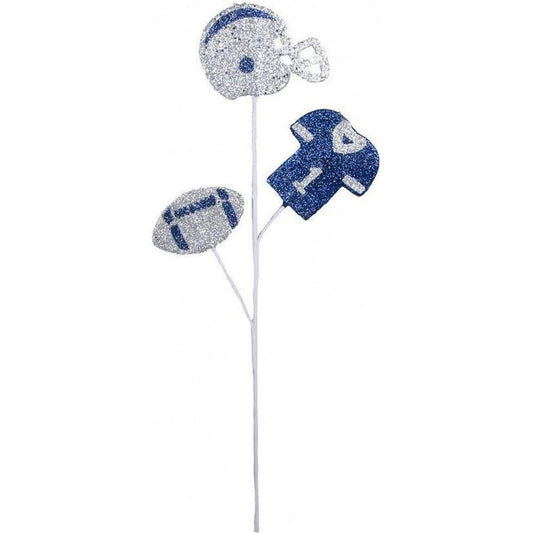 24" Glitter Helmet, Jersey, Football Pick: Navy Blue & Silver