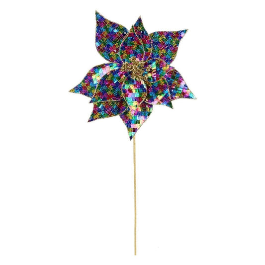 24" Sequin Fabric Poinsettia: Fiesta