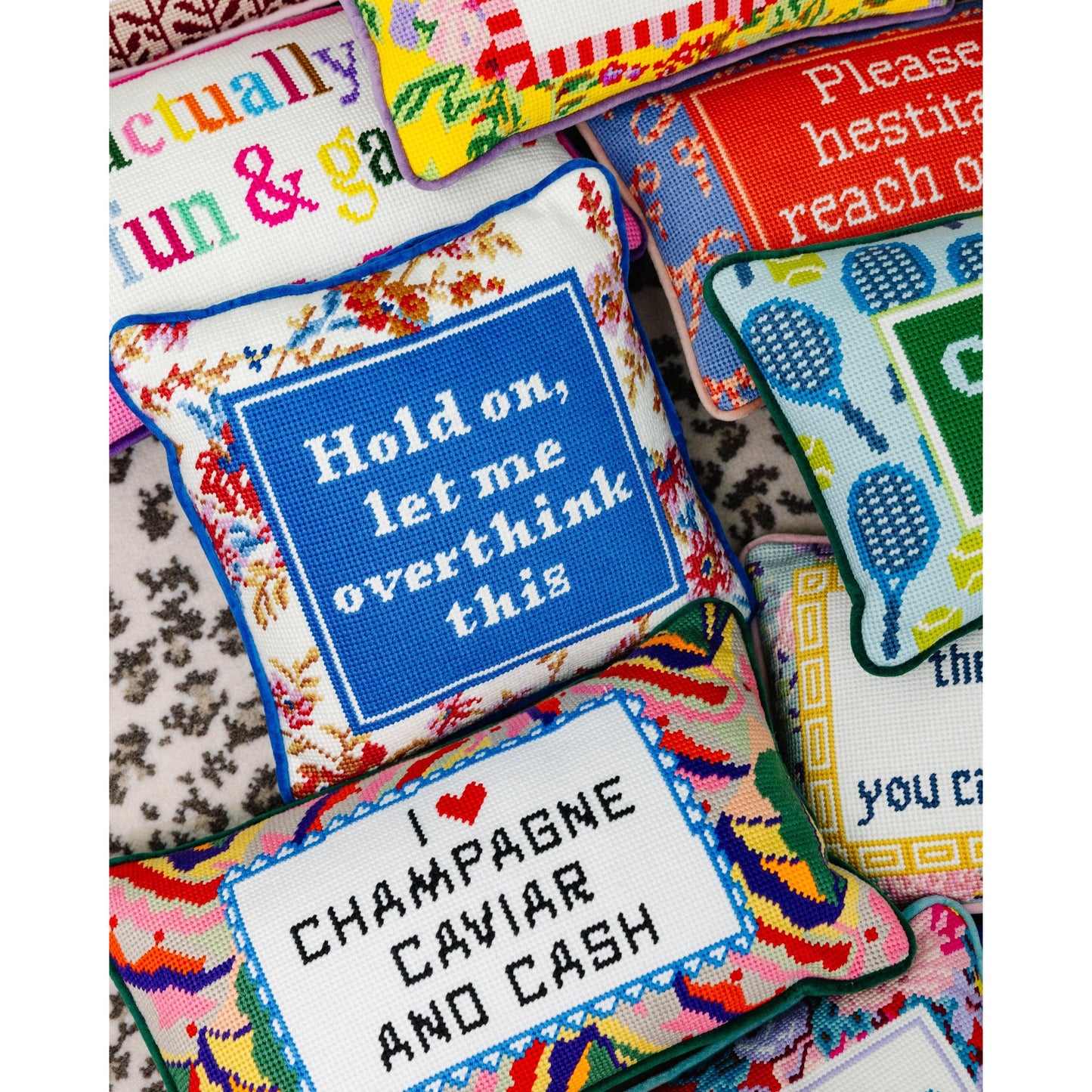 Overthink Needlepoint Pillow